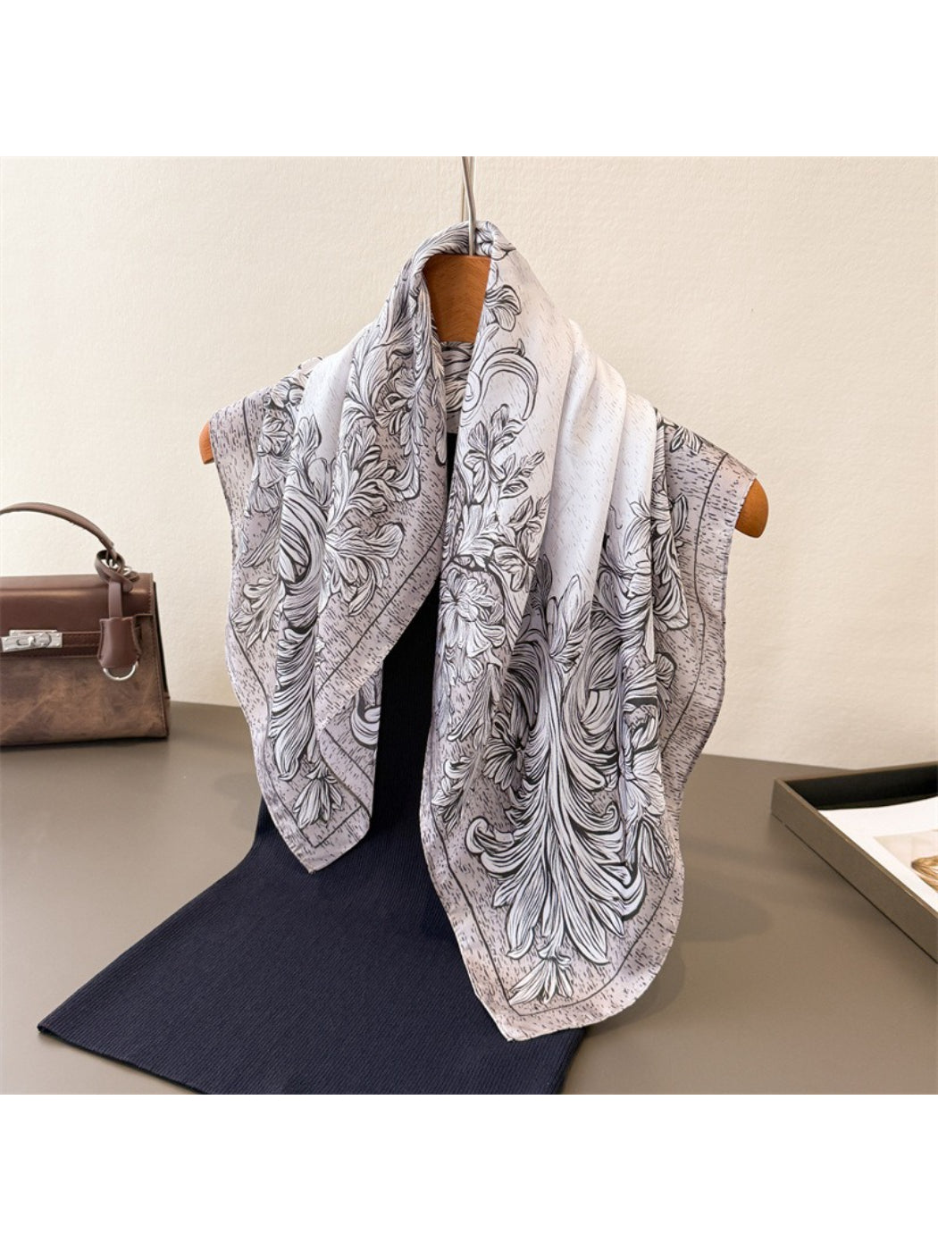 Scarvii - Elegant Baroque Border Print Scarf