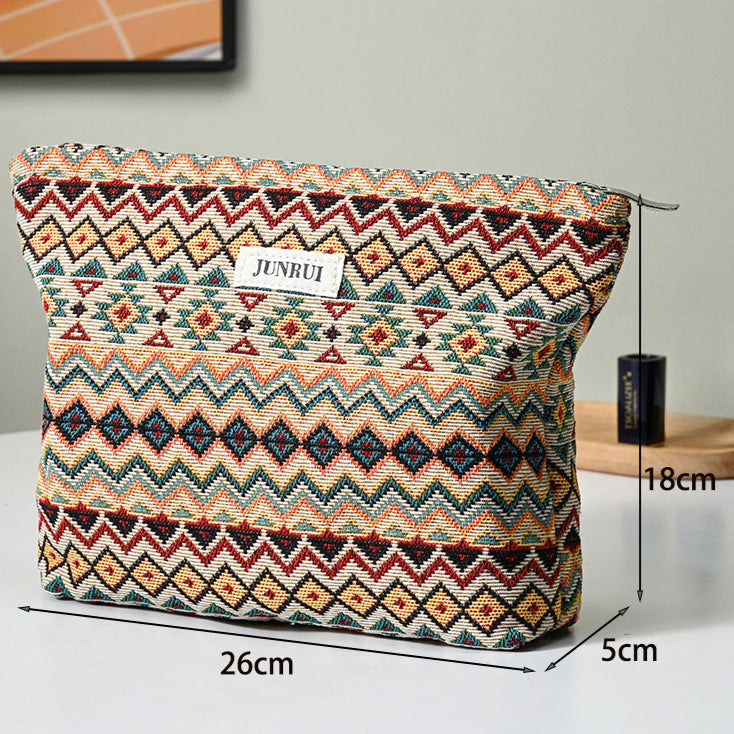 Cosbai - Boho Chic Clutch Makeup Bag With Zipper
