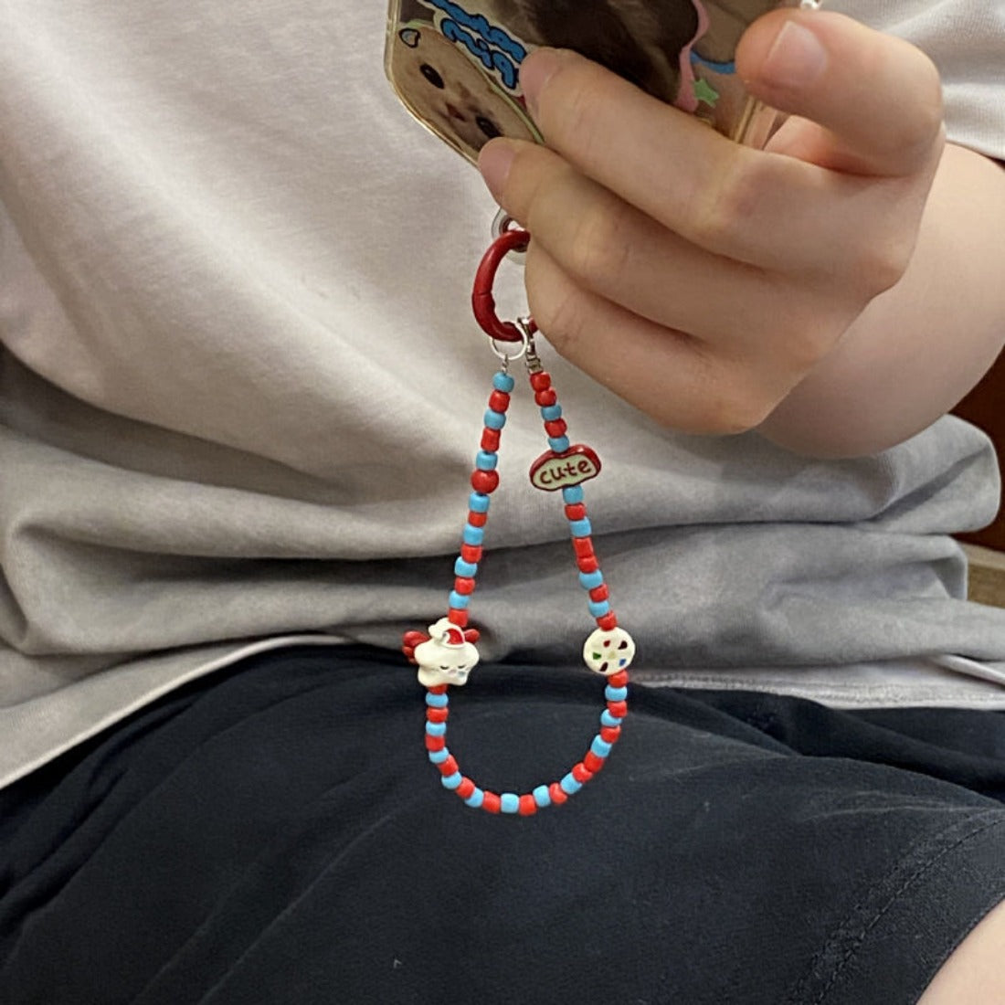 Cutie -Red & Blue Star Beaded Phone Strap
