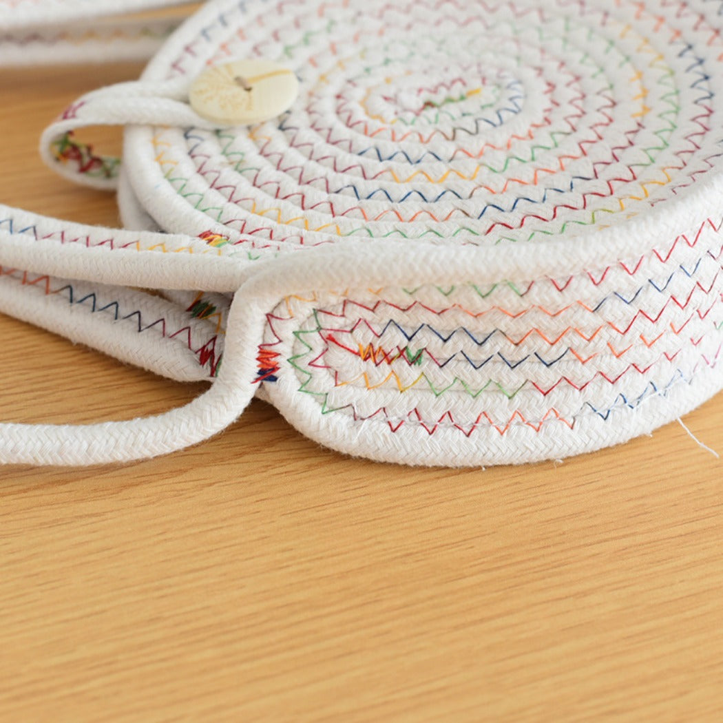 Cosbai - Boho Woven Tote Bag with Button Closure