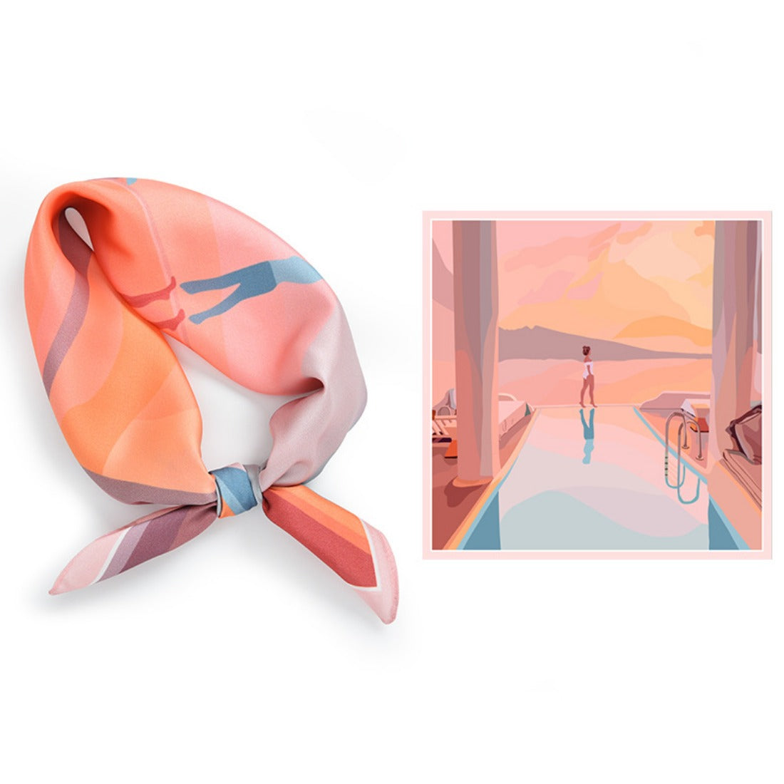 Scarvii - Summer Colorful Elegant Pattern Square Scarf