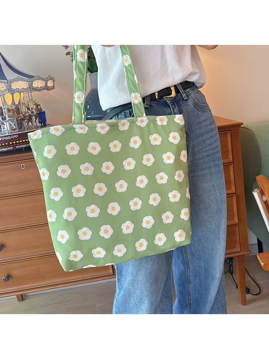 Cosbai - Fresh Style Daisy Print Tote Bag