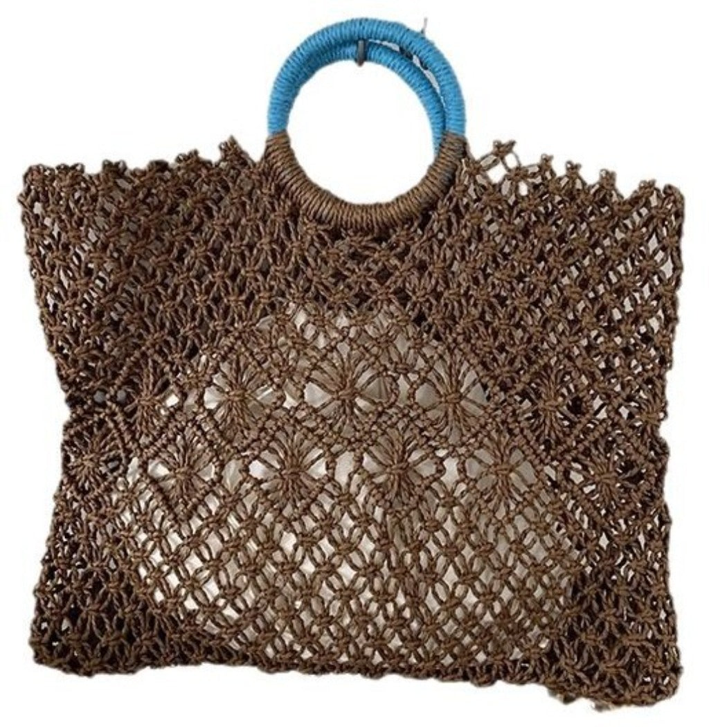 Cosbai - Boho Crochet Tote HandBag - Dark Brown