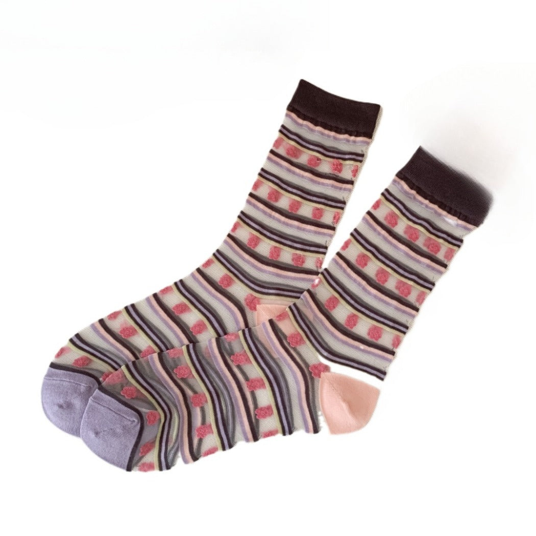 Rufia - Sweet Floral Mid-calf Socks for Women