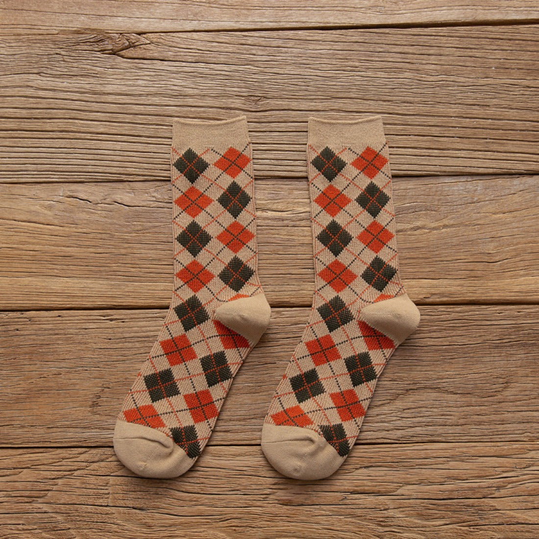 Rufia - Argyle Pattern Mid-Calf Socks