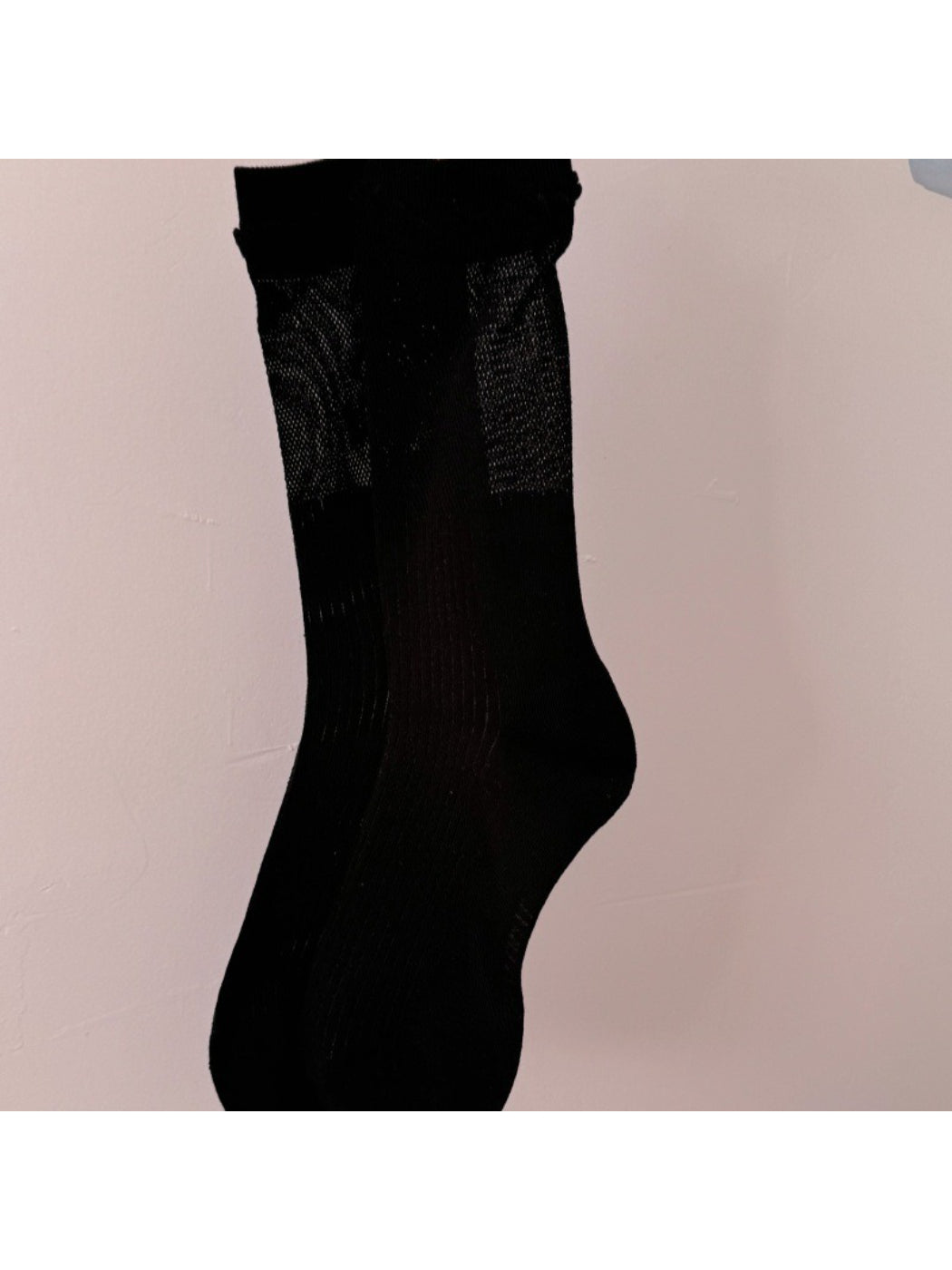 Rufia Loop Trim Ribbed Crew Socks paired with rolled-up jeans