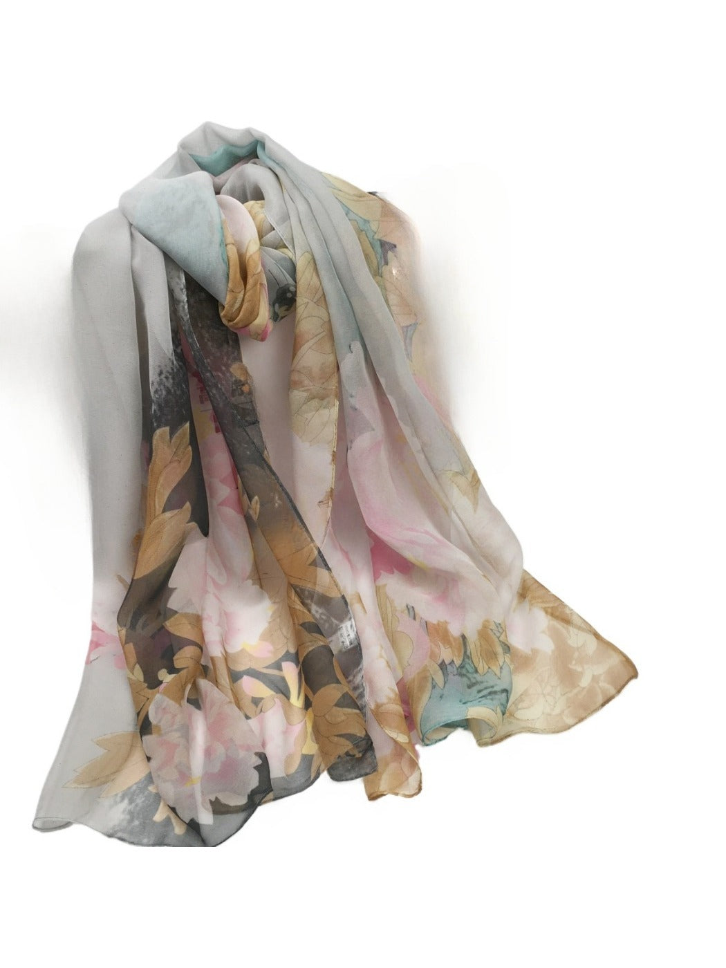 Scarvii - Vibrant Peony Print Scarf - Light & Feminine