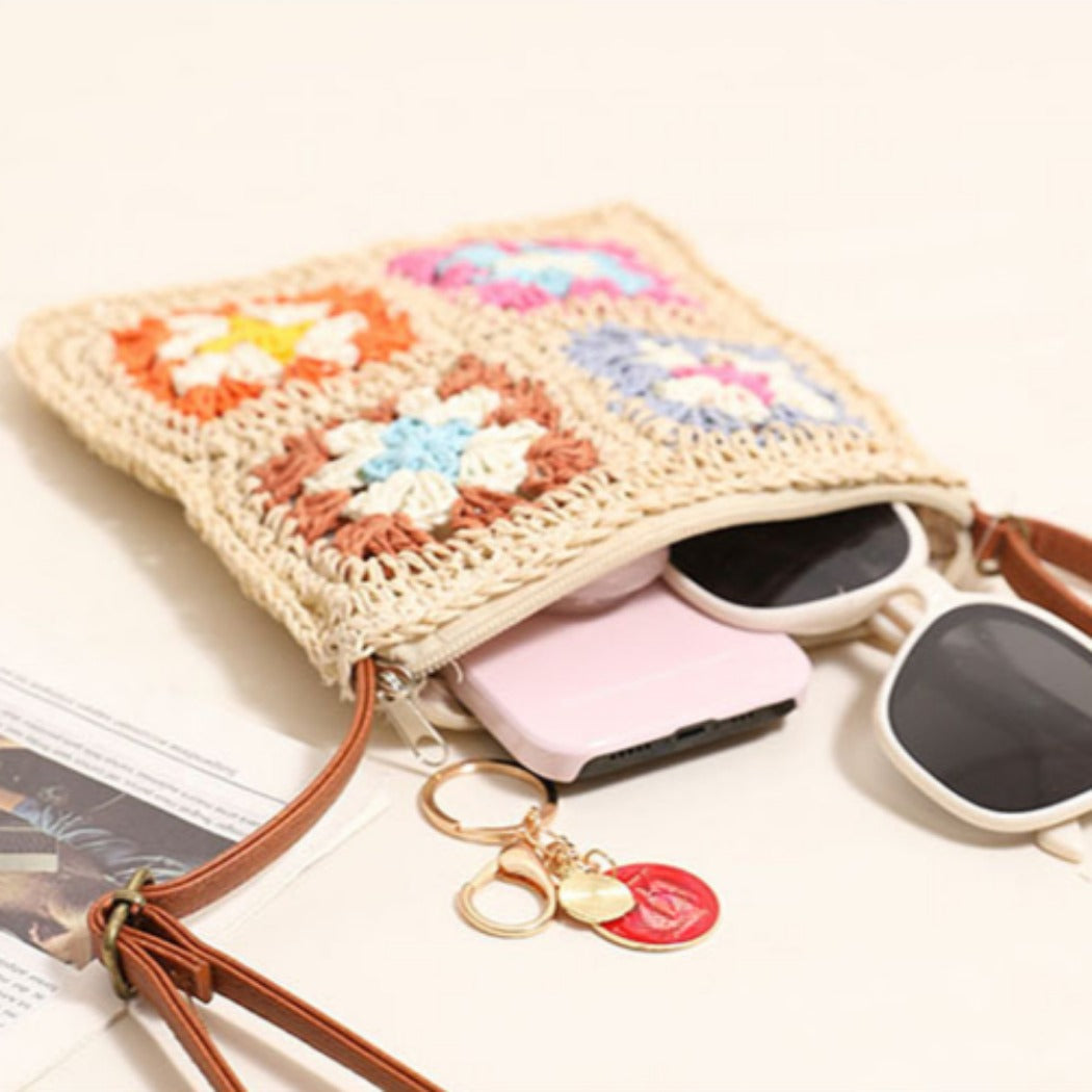 Cosbai - Vintage Square Crochet Flower Crossbody Bag