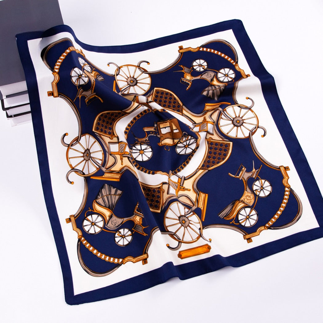 Scarvii - Pumpkin Carriage Print Square Scarf - Vintage & Playful