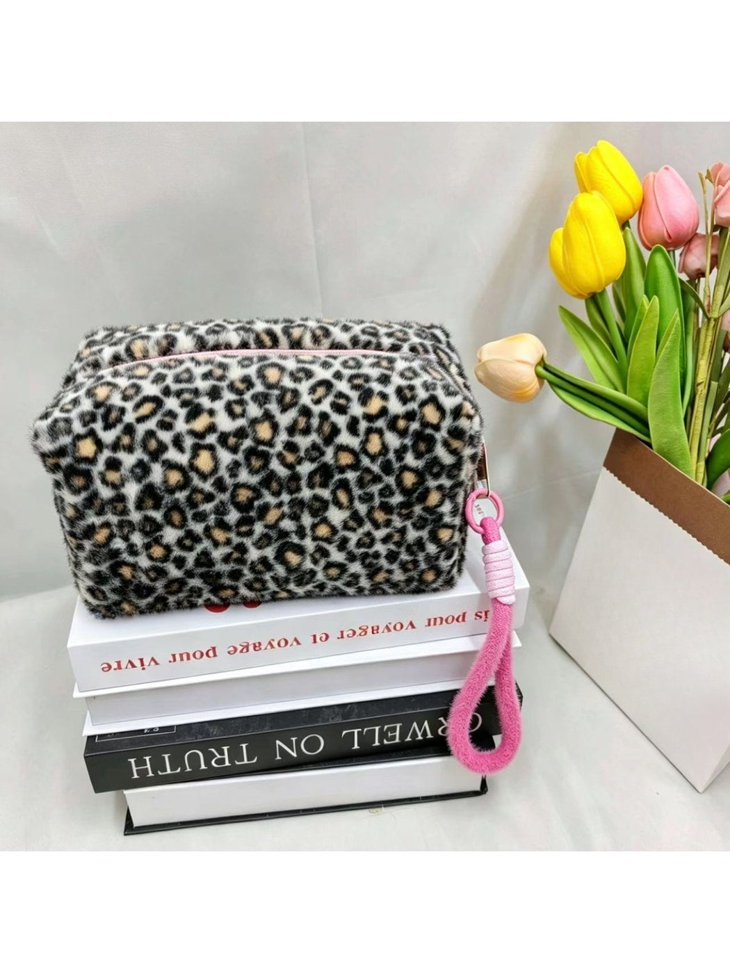 Cosbai - Colorful Leopard Print Cosmetic Organizer Bag