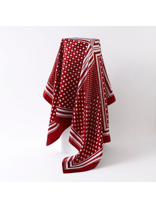 Scarvii - Polka Dot Striped Border Square Scarf
