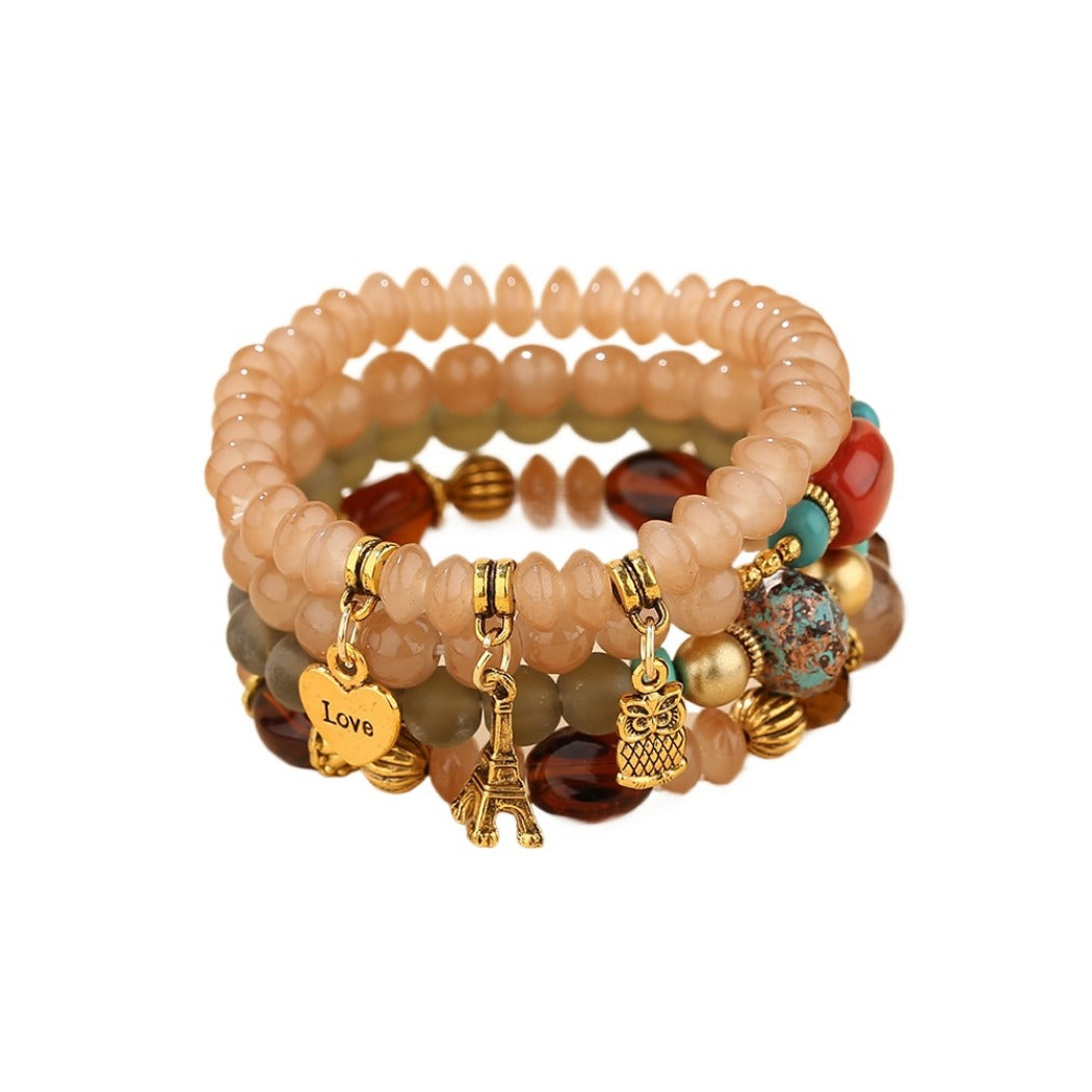 Bauai - 4-in-1 Stylish Charm Stackable Bracelet Set With Pendants