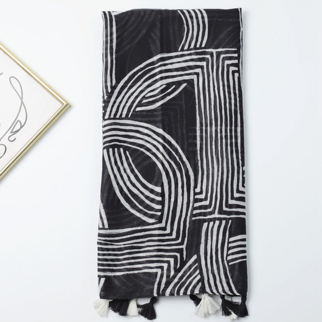 Scarvii - Striped Print Solid Scarf – Classic & Stylish