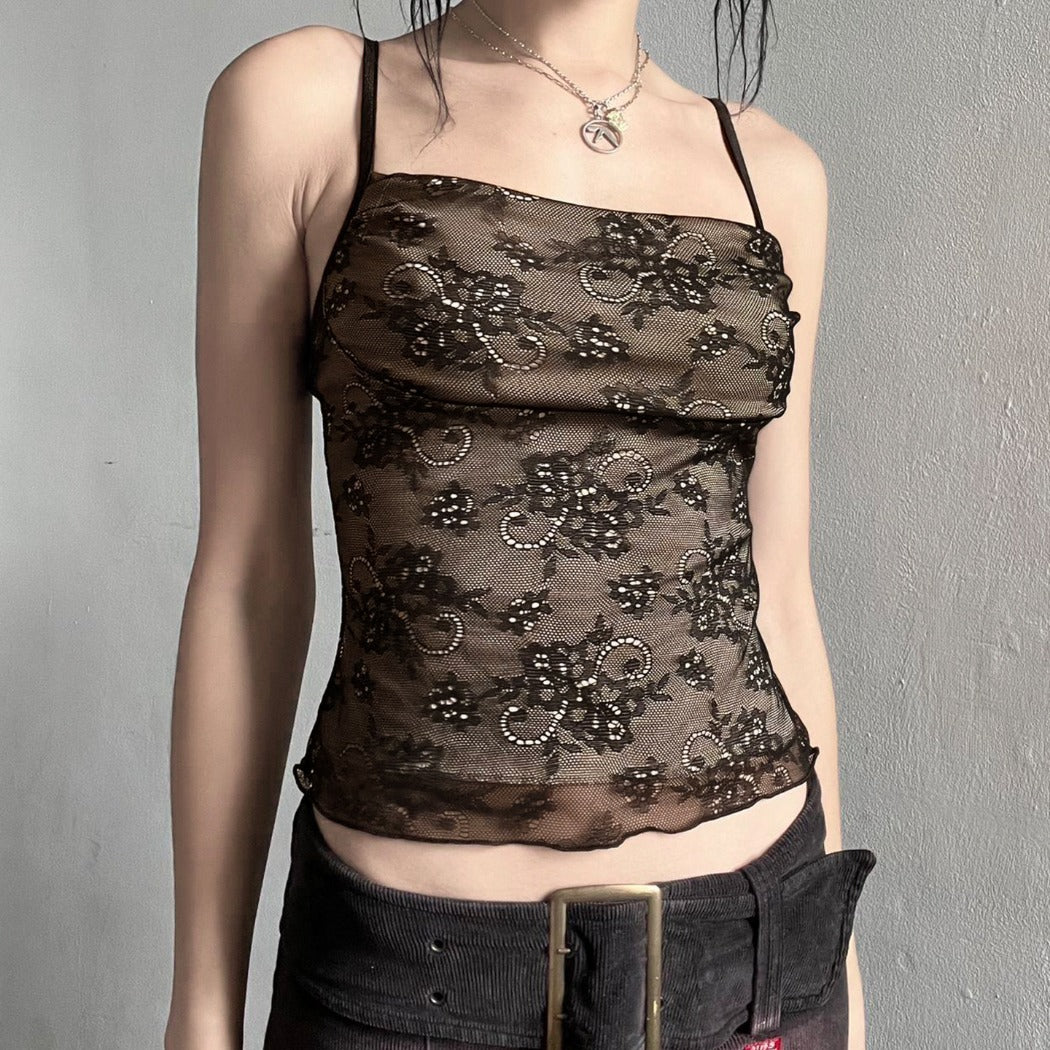 Vesty - Mesh Panel Camisole - Retro and Sexy