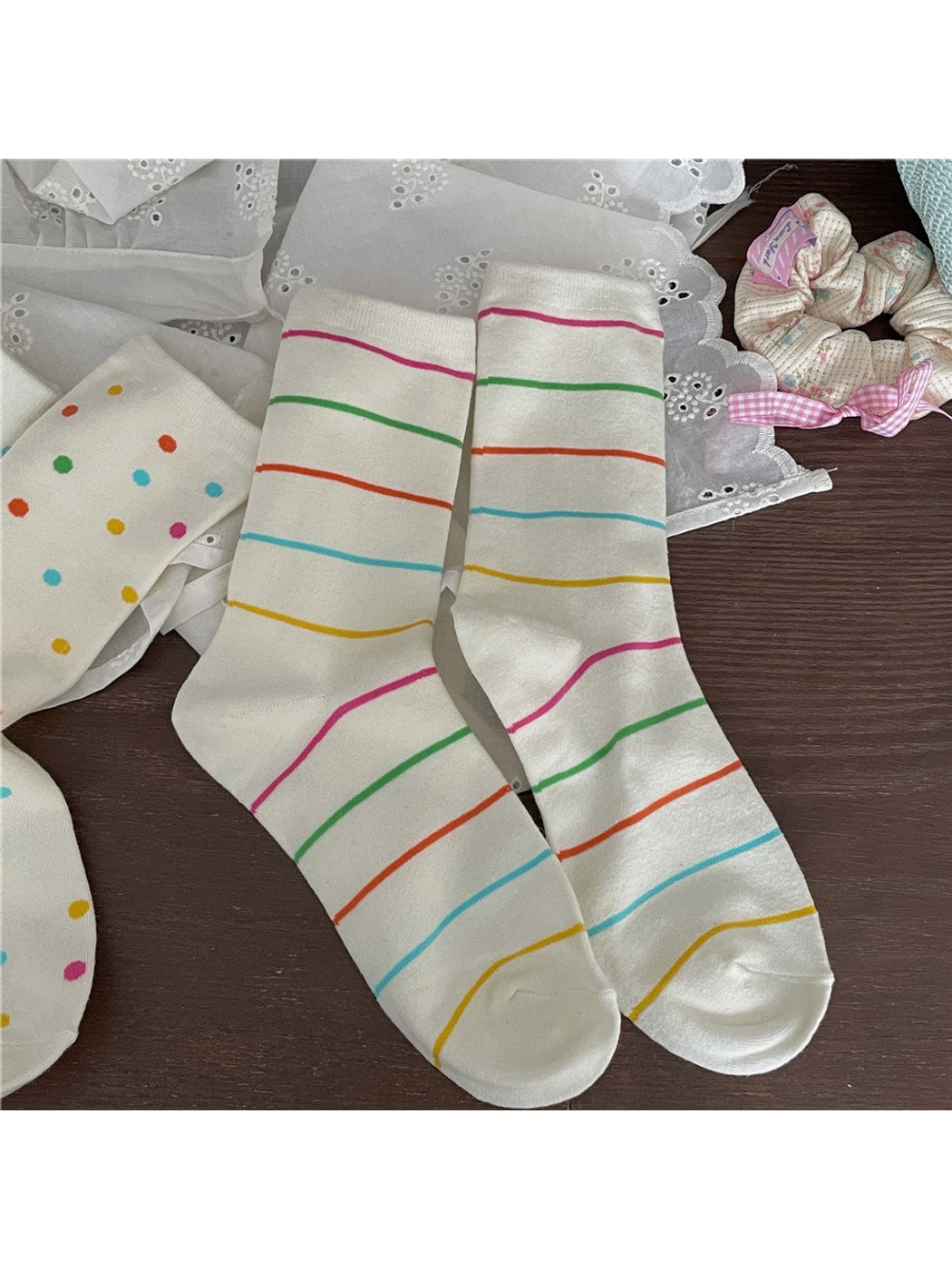 Rufia - Colorful Polka Dot Women's Crew Socks