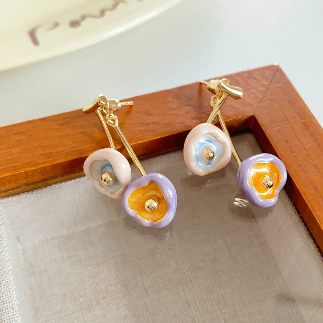 Earwish - French Style Floral Cherry Earrings - Delicate & Chic