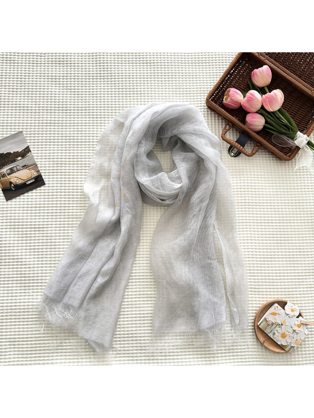 Scarvii - Fringe Edge Woven Long Scarf