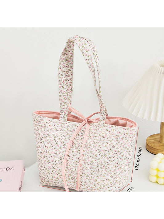Cosbai - Quilted Floral Patchwork Tote Bag