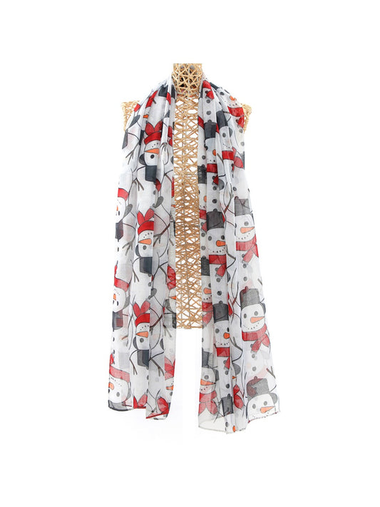 Scarvii - Scarf with Christmas Snowman Print