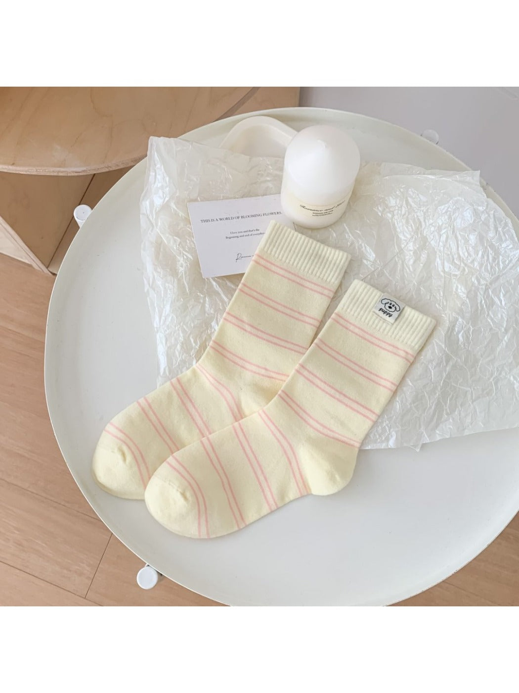 Rufia - Casual Mid-Calf Capsule Socks with Letter & Dog Patterns