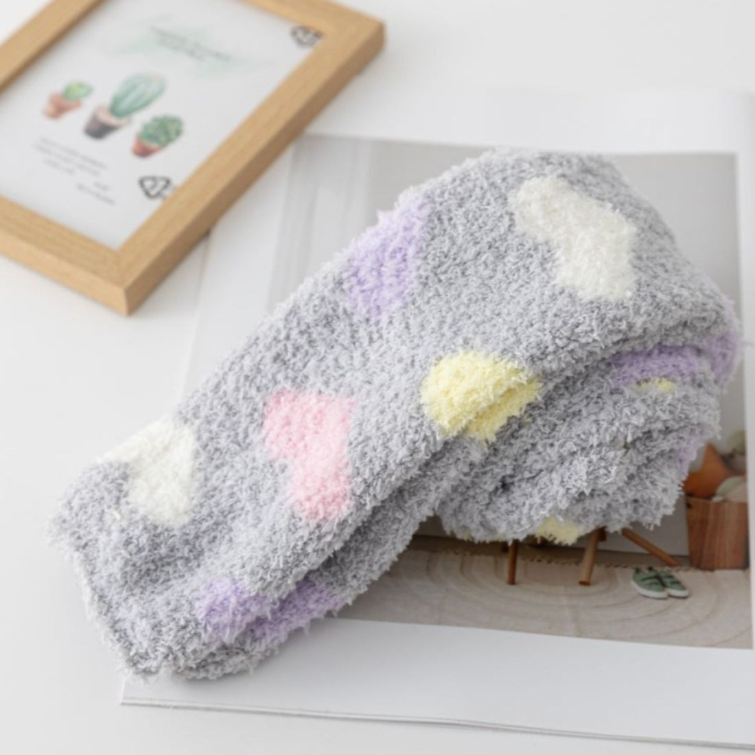 Rufia - Colorful Coral Fleece Over-the-Knee Socks