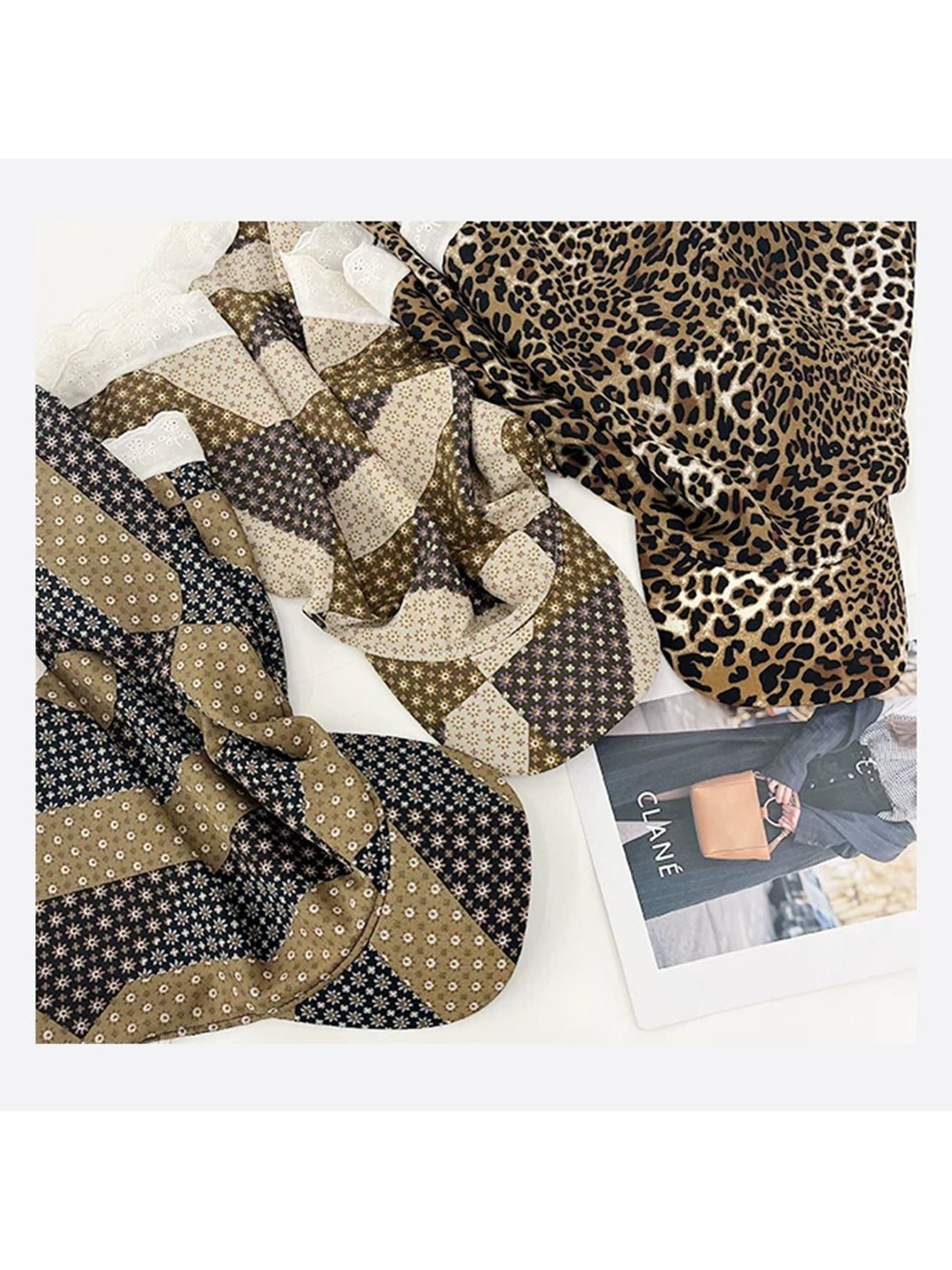 Haila - Floral Patchwork Lace Trim Scarf Cap