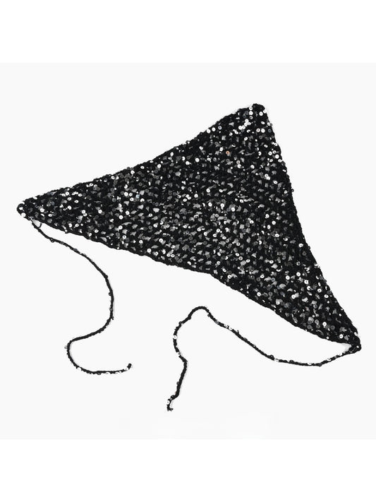 Scarvii - Sequin Openwork Tie Triangle Headband