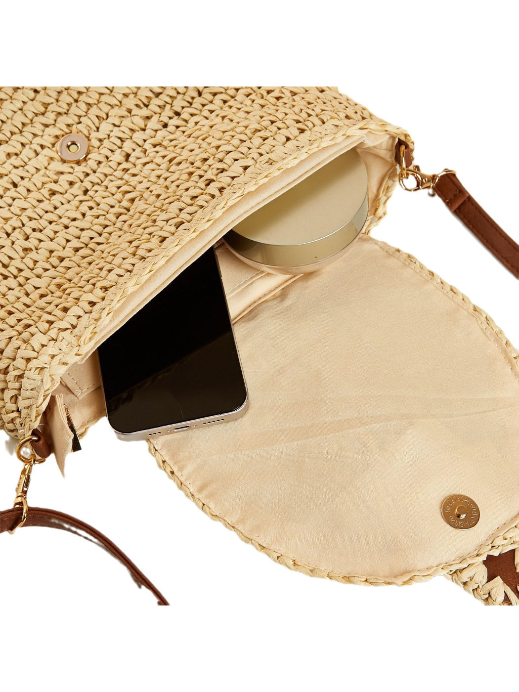 Cosbai - Buckle Detail Straw Crossbody Bag - image 5