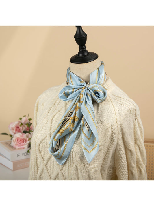 Scarvii - Blue and Gold Print Square Scarf