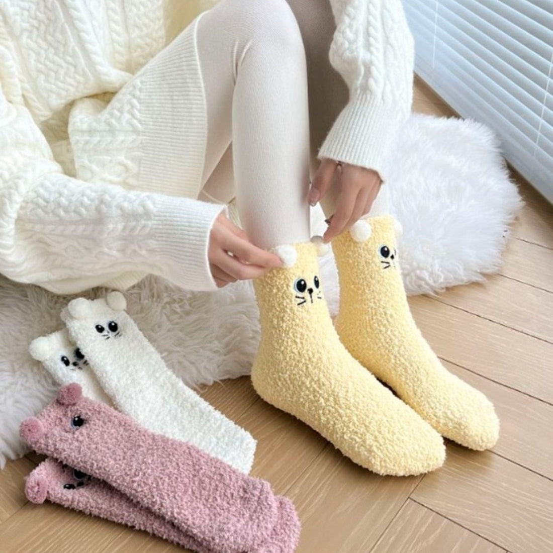 Rufia - Cute Animal Print Towel Socks