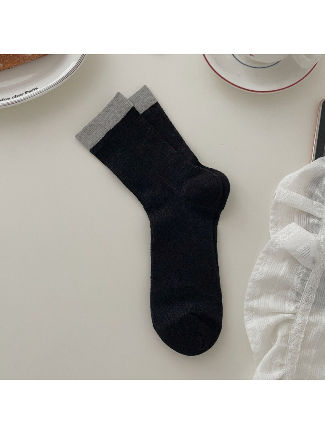 Rufia - Colorblock Cuff Crew Socks