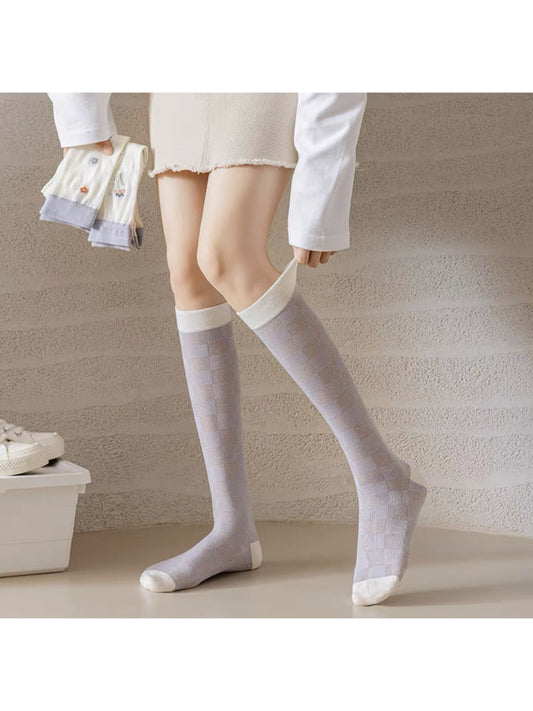 Rufia - Checkered Knit Knee-High Socks product image 2