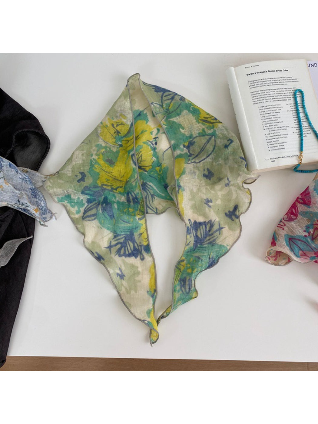 Scarvii Small Floral Print Triangle Scarf