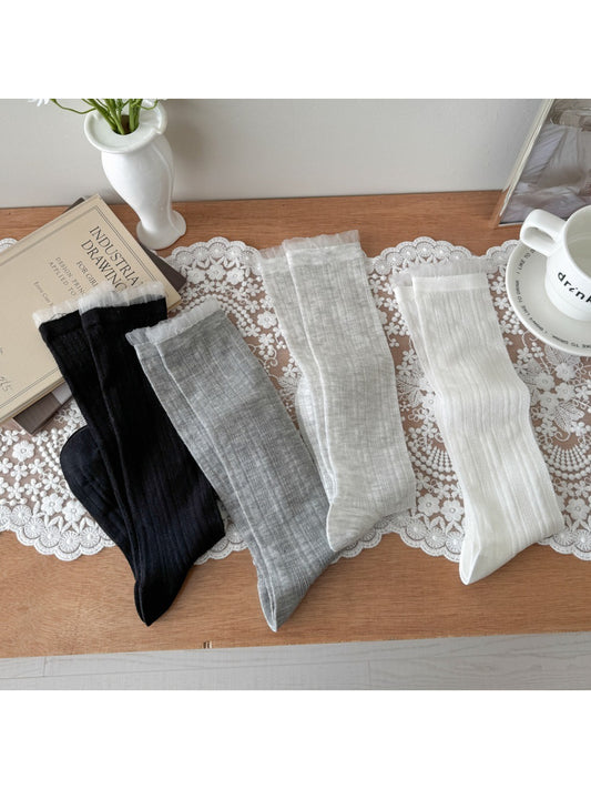 Rufia sheer ruffle cuff mid-calf socks product image 2