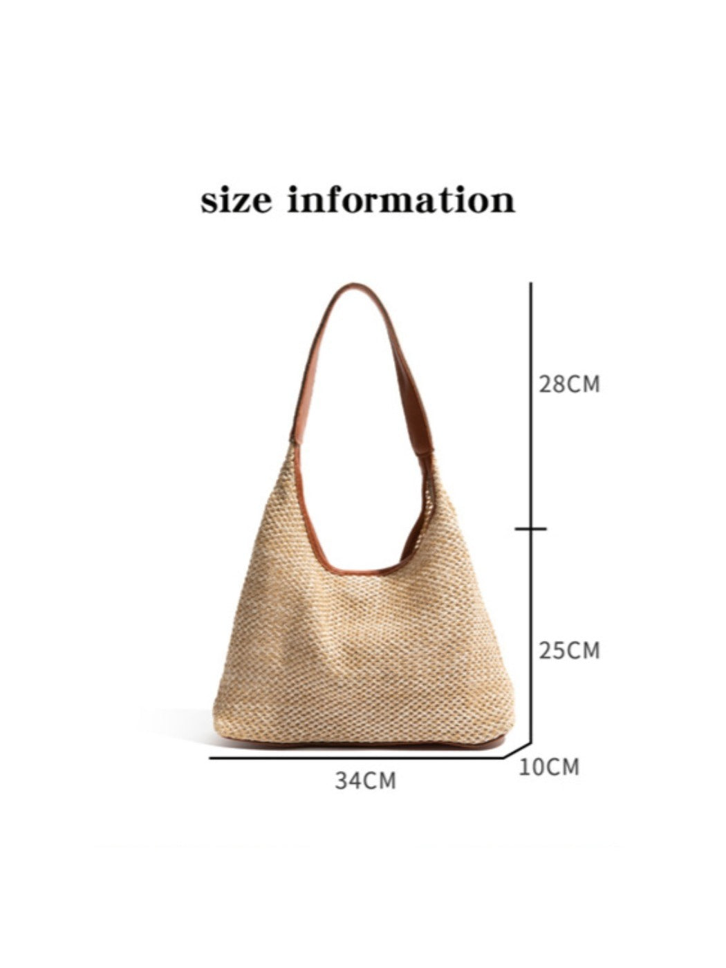 Cosbai - Spacious Light Brown Minimalist Woven Shoulder Bag