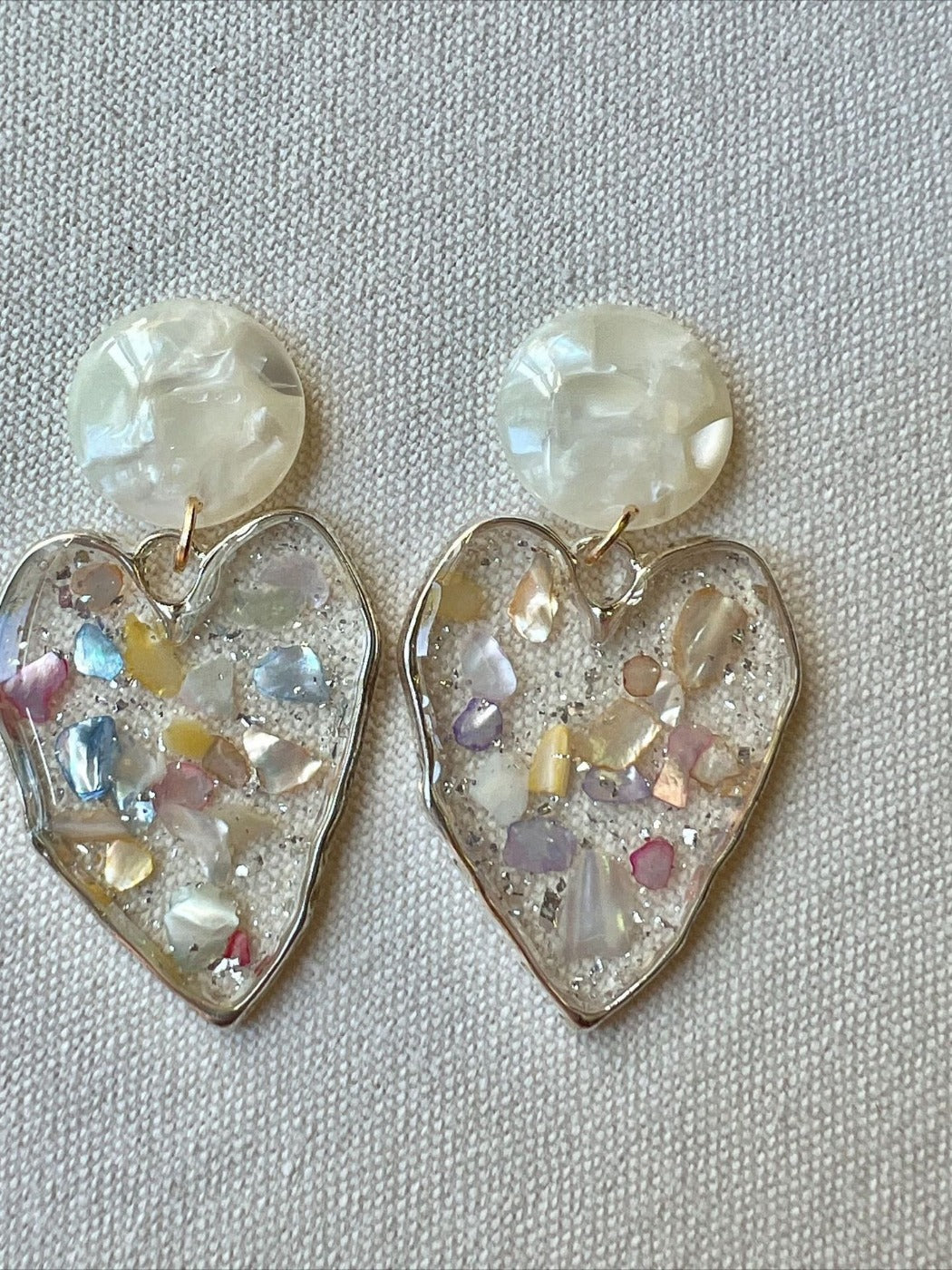 Earwish - Vintage White Heart Pendant Earrings