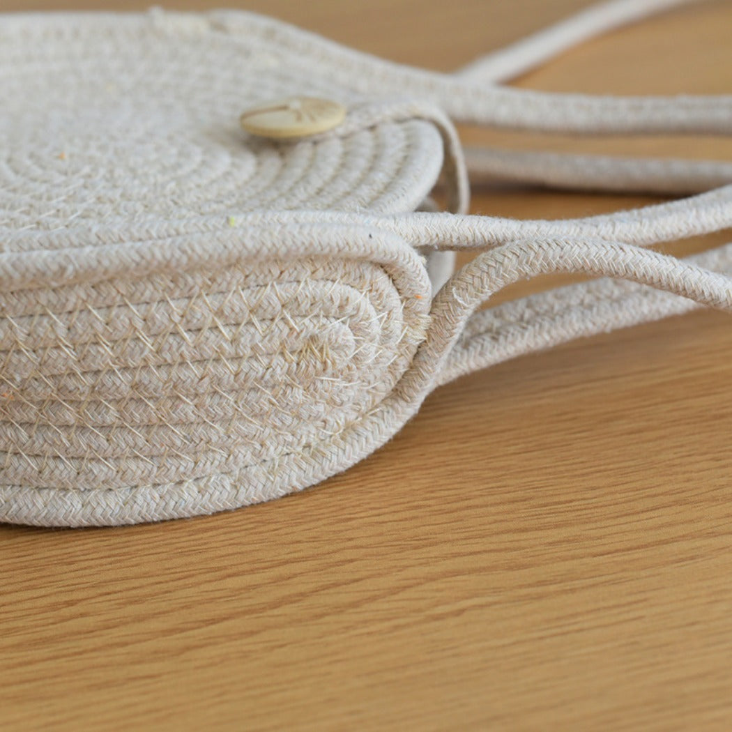 Cosbai - Boho Woven Tote Bag with Button Closure