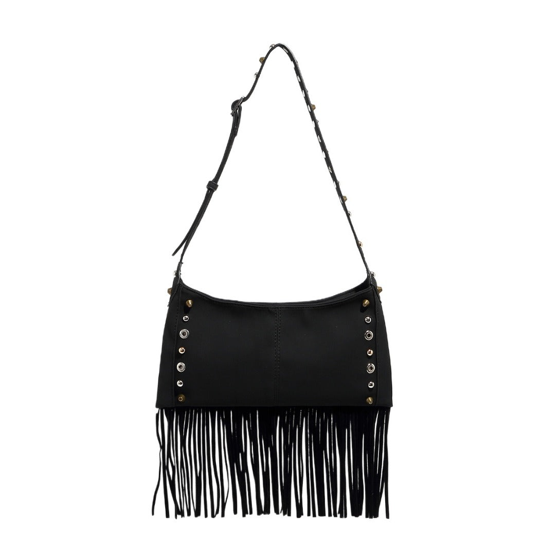 Cosbai - Boho Punk Fringe Shoulder Bag - Blod & Classic