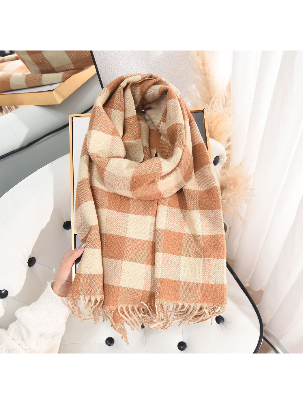 Scarvii - Buffalo Plaid Fringe Winter Scarf