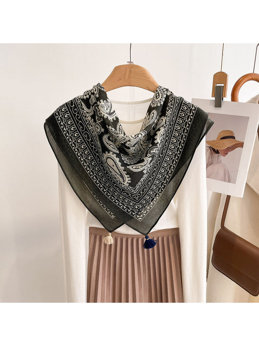 Scarvii - Intricate Styling Paisley Print Square Scarf