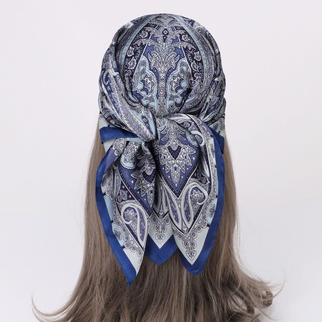 Scarvii - 27.5" Paisley Print Square Scarf - Classic& Elegant