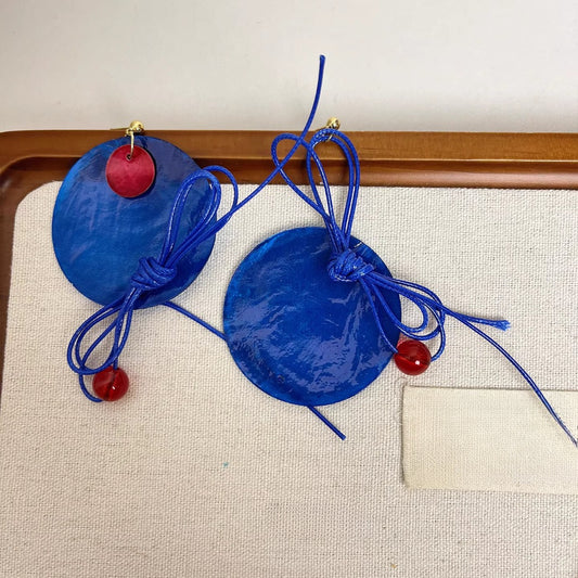 Earwish - Bold Klein Blue & Red Earrings - Eye-Catching
