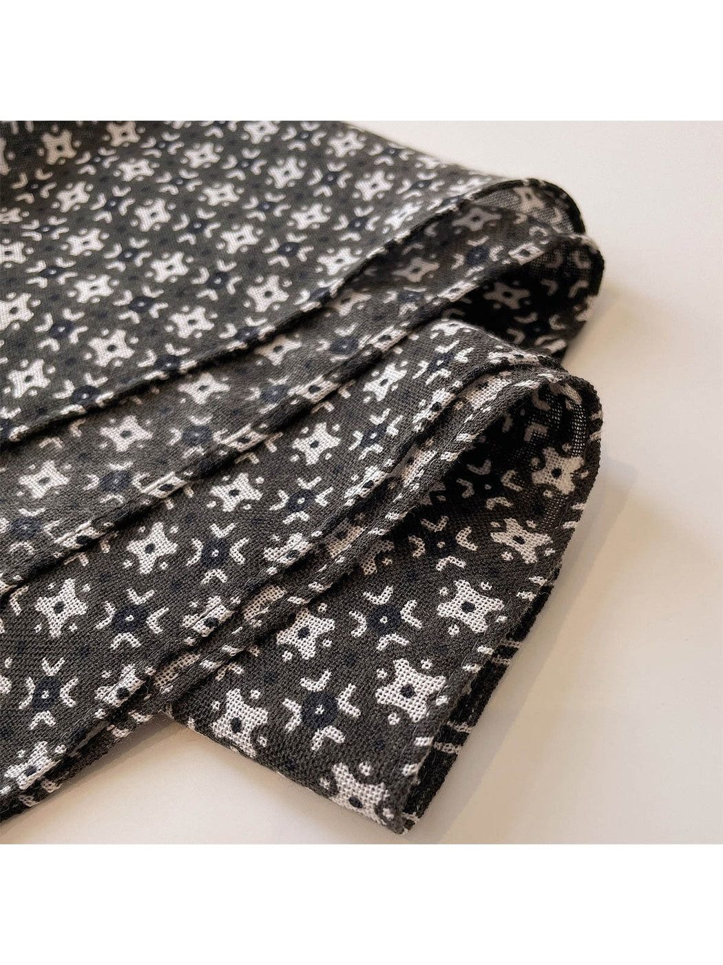 Scarvii - Muted Printed Geometric Tassel Square Scarf