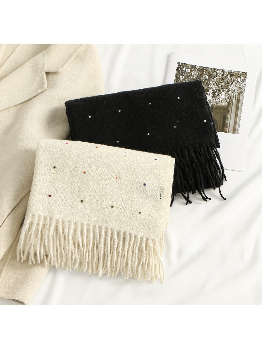 Scarvii - Polka Dots Tassel Winter Scarf