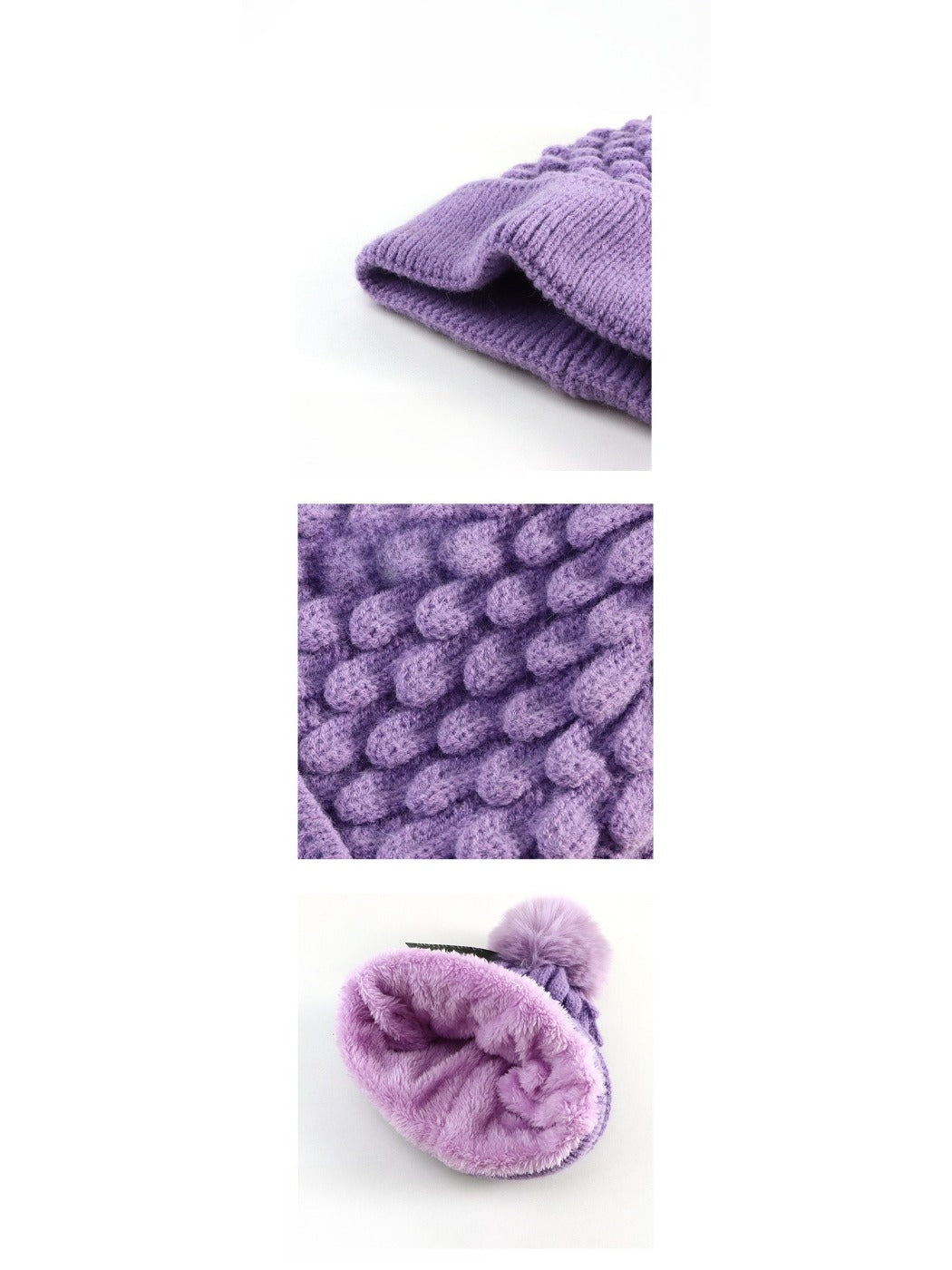 Haila - Unisex Knitted Beanie with Plush Pompom