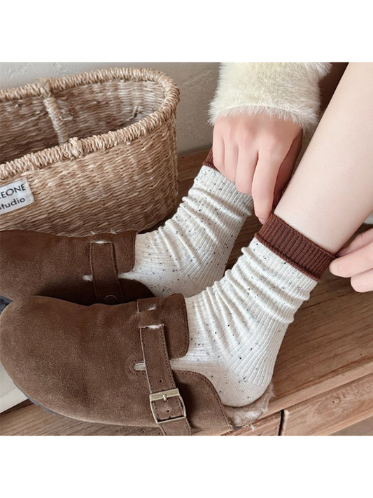 Rufia - Cozy Contrast Edge Ribbed Crew Socks