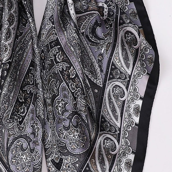Scarvii - 27.5" Paisley Print Square Scarf - Classic& Elegant