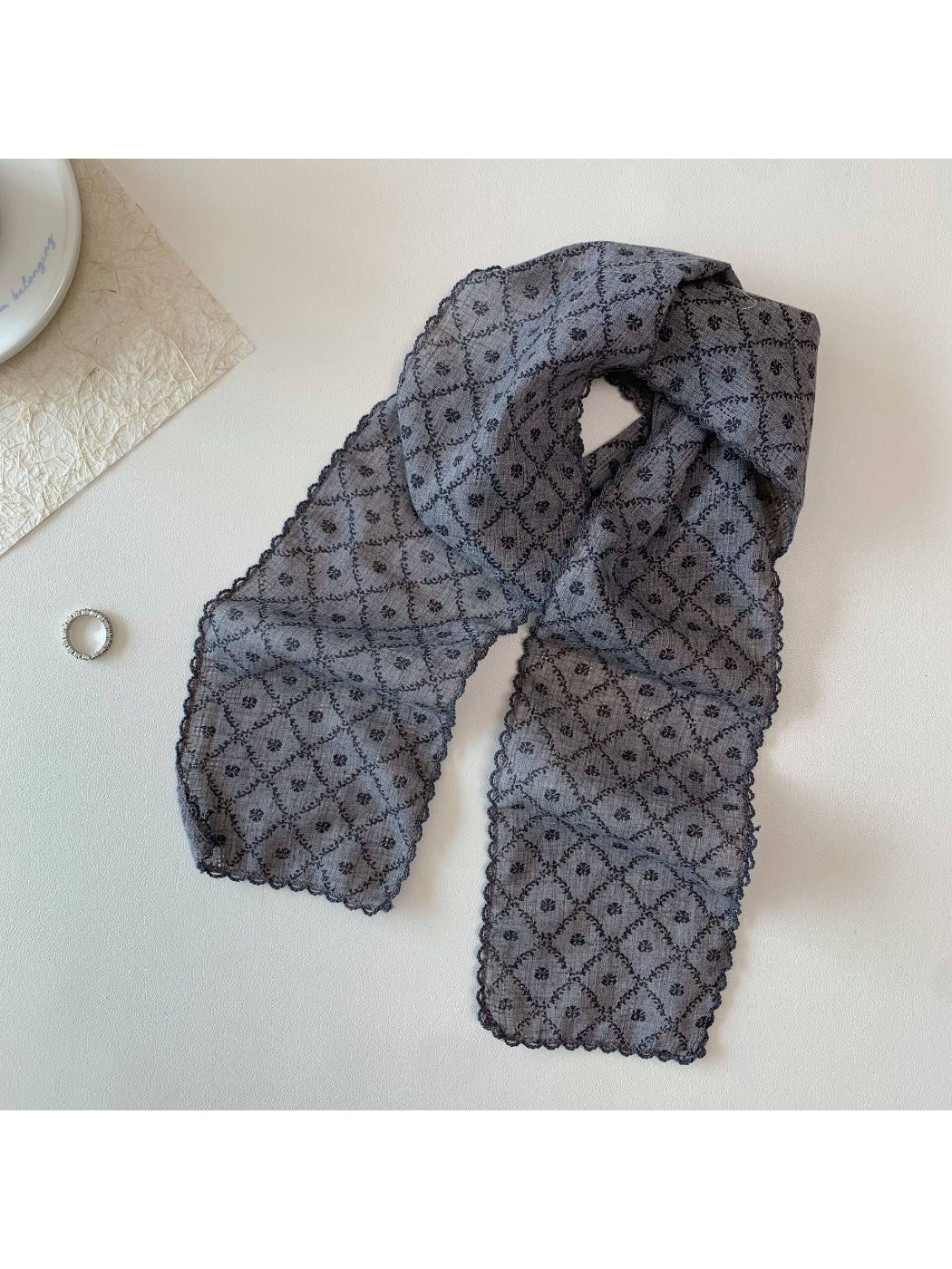 Scarvii Floral Embroidered Skinny Scarf product image