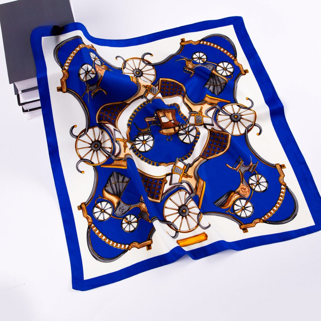 Scarvii - Pumpkin Carriage Print Square Scarf - Vintage & Playful