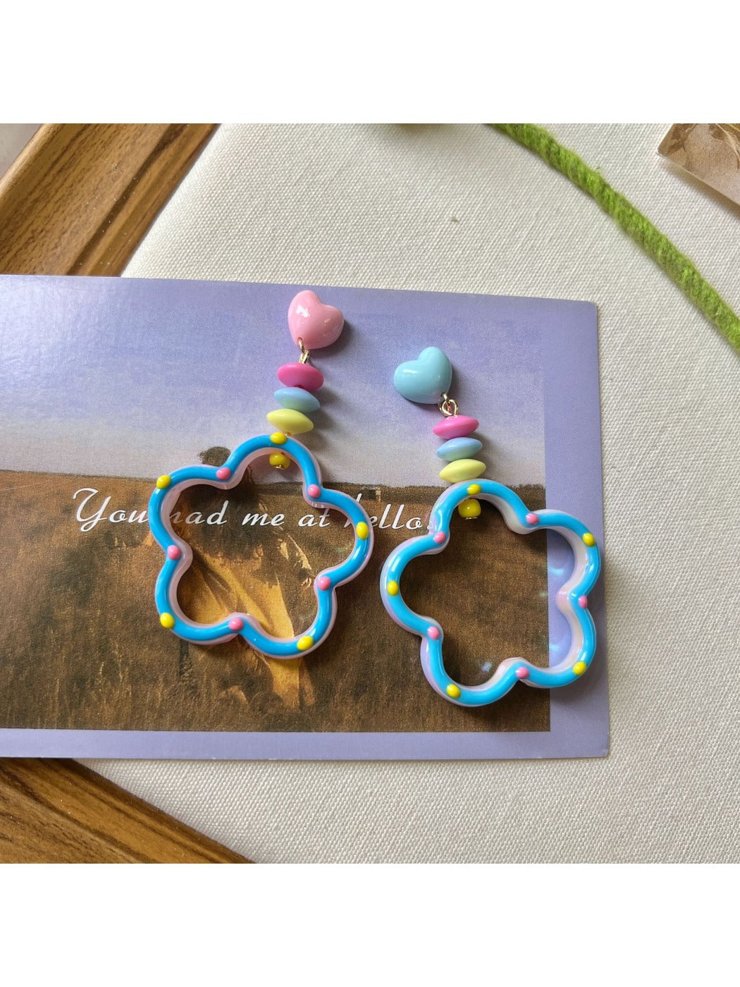 Earwish - Colorful Flower Shaped Drop Earrings